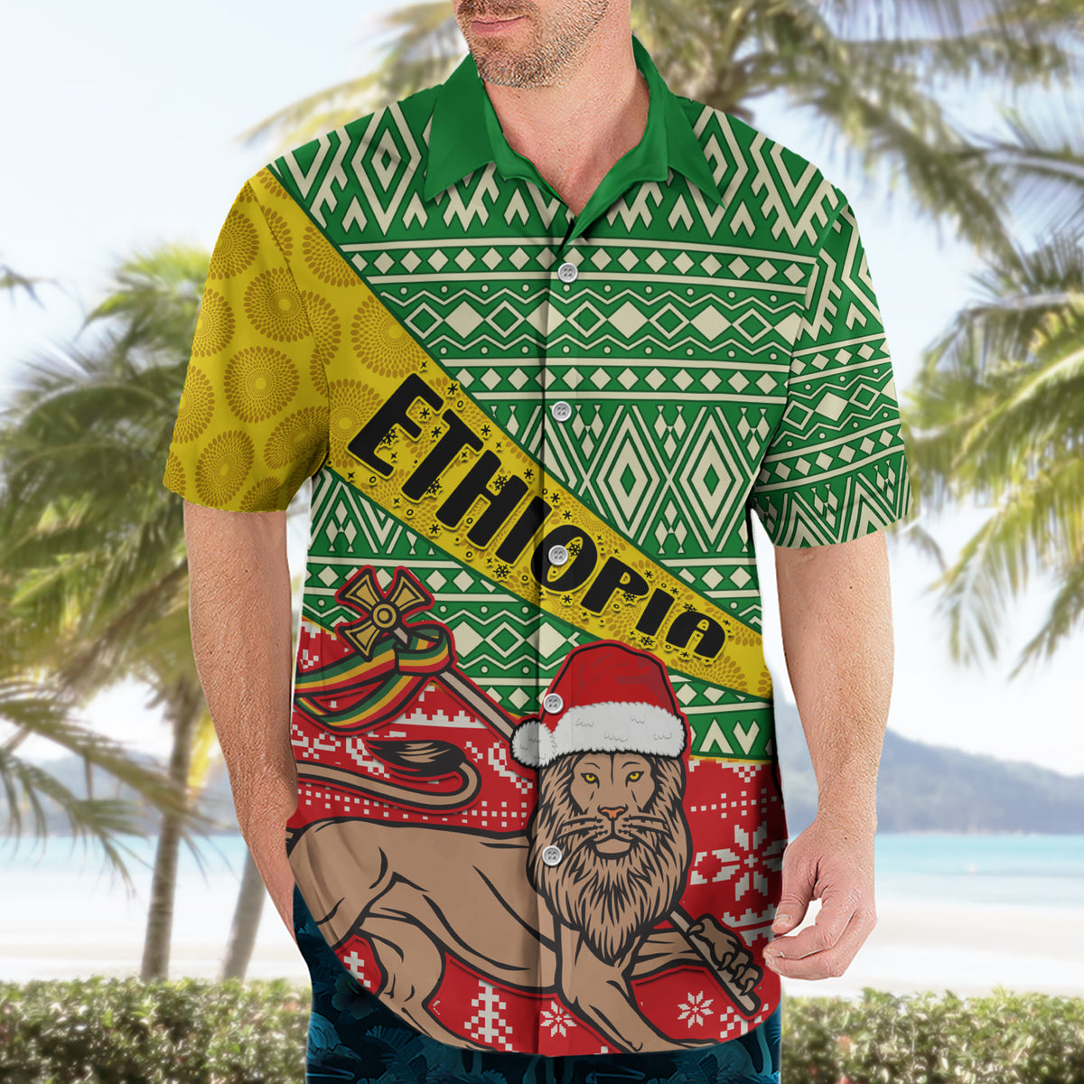 Ethiopia Christmas Hawaiian Shirt Melkam Gena African Pattern - Wonder Print Shop