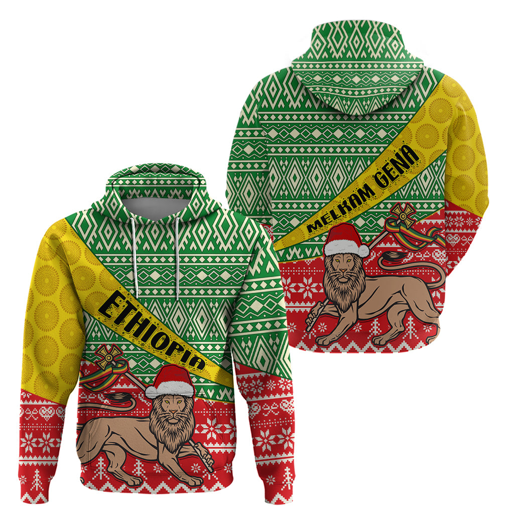 Ethiopia Christmas Hoodie Melkam Gena African Pattern - Wonder Print Shop