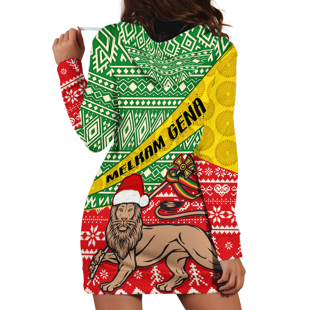 Ethiopia Christmas Hoodie Dress Melkam Gena African Pattern - Wonder Print Shop