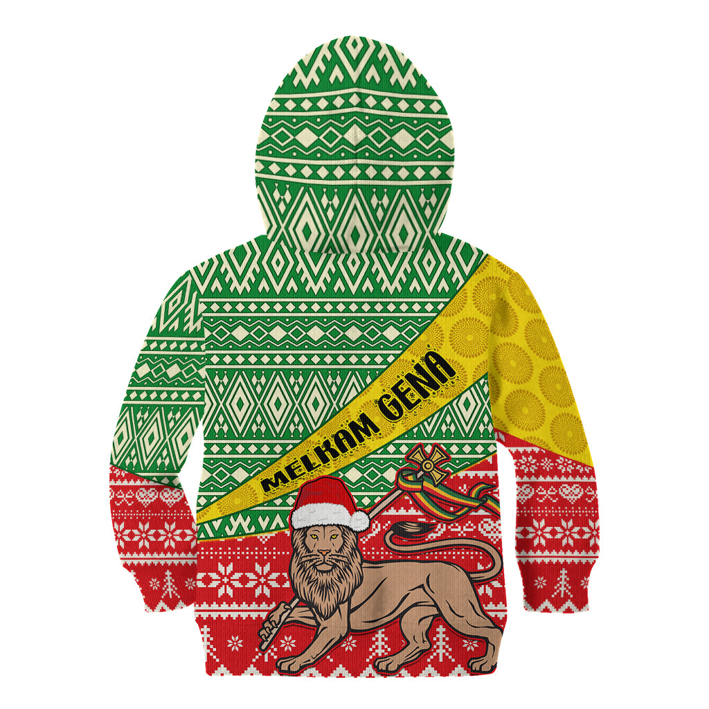 Ethiopia Christmas Kid Hoodie Melkam Gena African Pattern - Wonder Print Shop