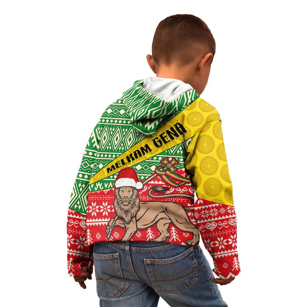 Ethiopia Christmas Kid Hoodie Melkam Gena African Pattern - Wonder Print Shop