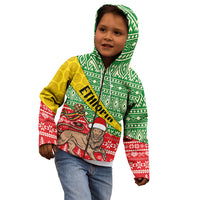 Ethiopia Christmas Kid Hoodie Melkam Gena African Pattern - Wonder Print Shop