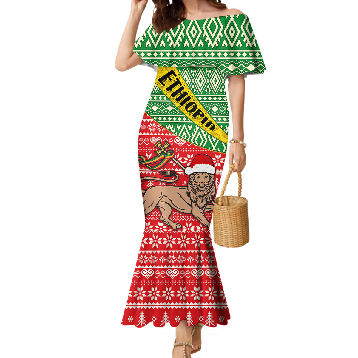 Ethiopia Christmas Mermaid Dress Melkam Gena African Pattern - Wonder Print Shop