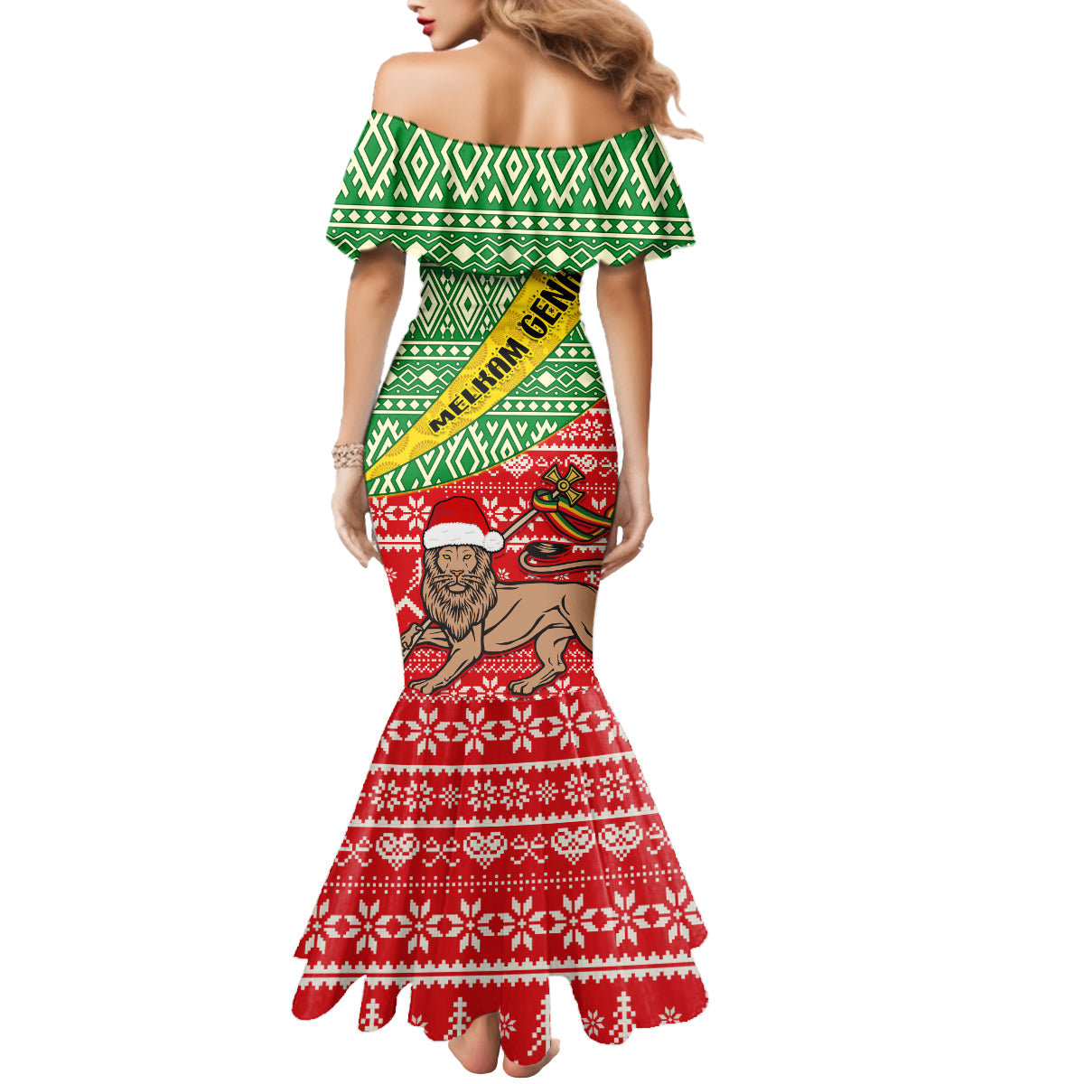 Ethiopia Christmas Mermaid Dress Melkam Gena African Pattern - Wonder Print Shop