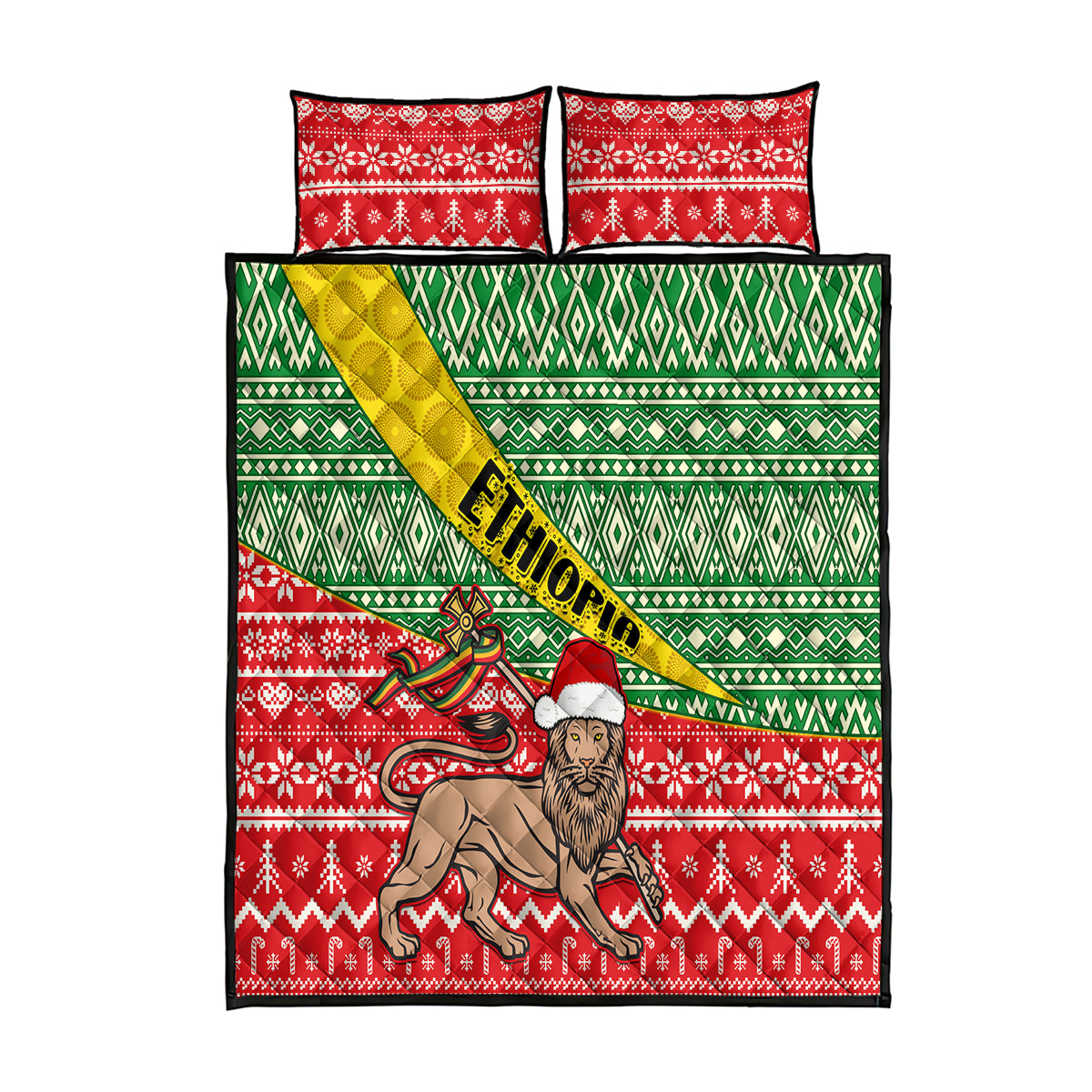 Ethiopia Christmas Quilt Bed Set Melkam Gena African Pattern - Wonder Print Shop