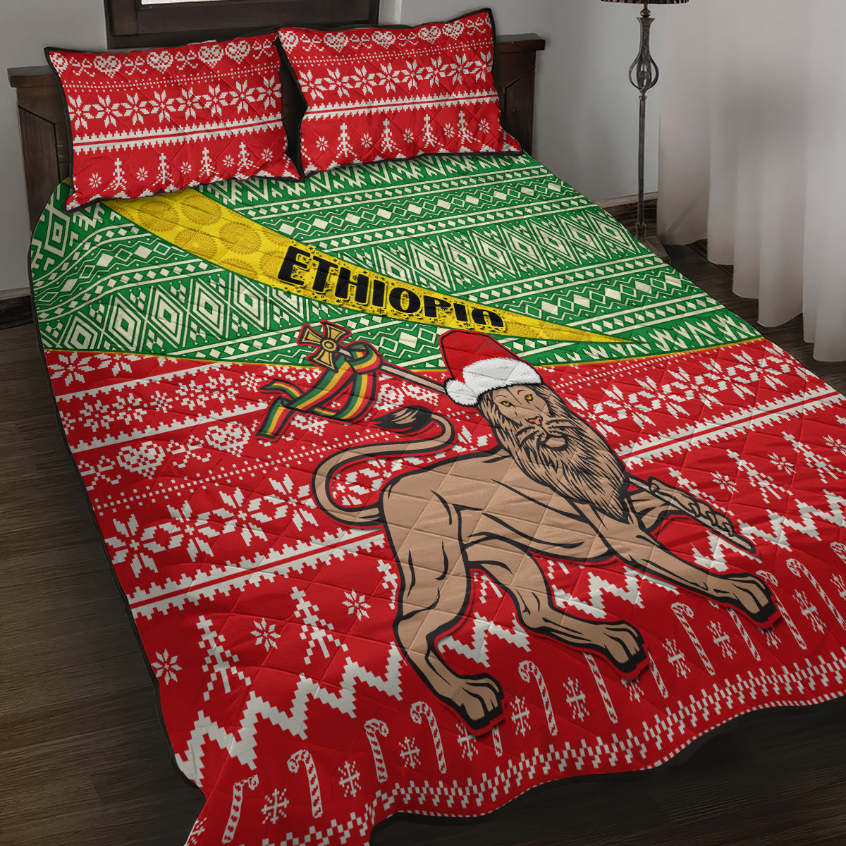 Ethiopia Christmas Quilt Bed Set Melkam Gena African Pattern - Wonder Print Shop
