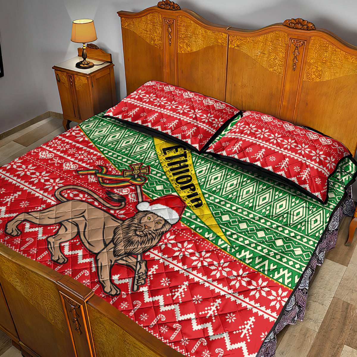 Ethiopia Christmas Quilt Bed Set Melkam Gena African Pattern - Wonder Print Shop