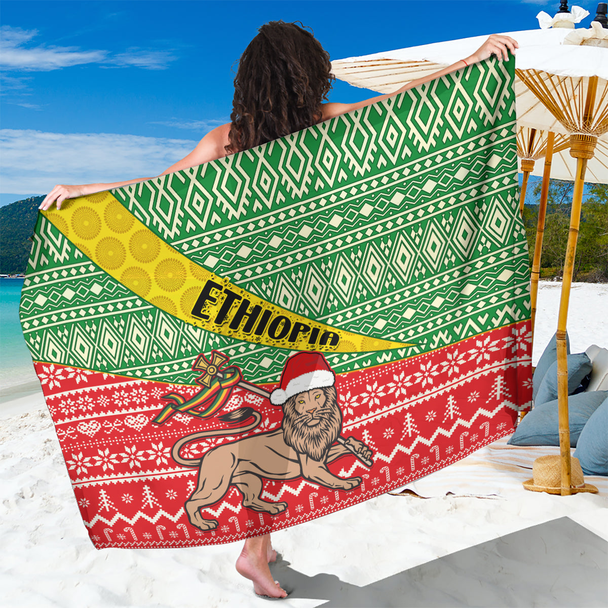 Ethiopia Christmas Sarong Melkam Gena African Pattern - Wonder Print Shop