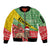 Ethiopia Christmas Sleeve Zip Bomber Jacket Melkam Gena African Pattern - Wonder Print Shop