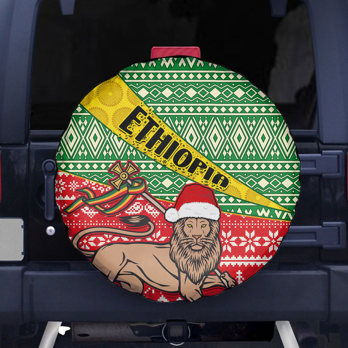 Ethiopia Christmas Spare Tire Cover Melkam Gena African Pattern - Wonder Print Shop