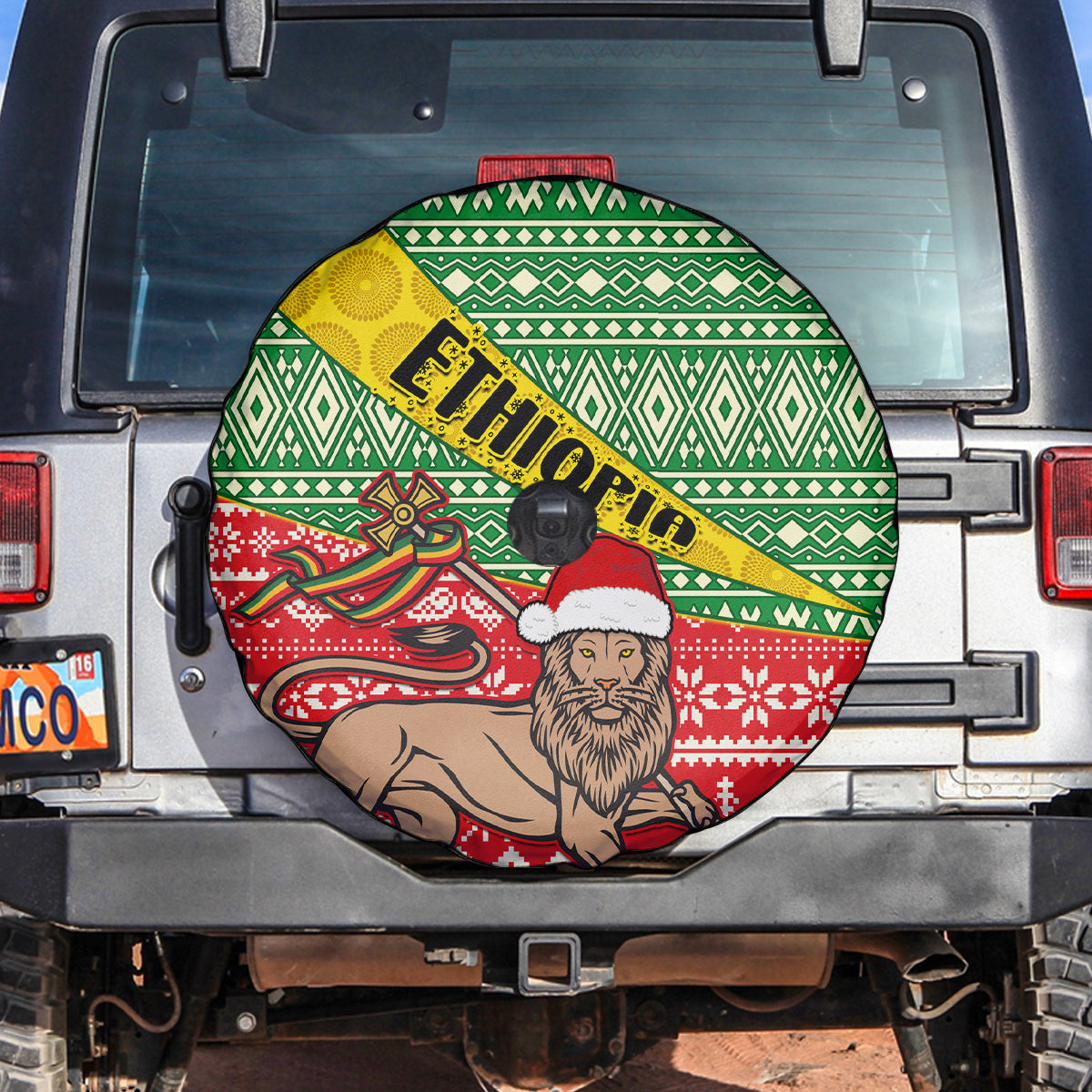 Ethiopia Christmas Spare Tire Cover Melkam Gena African Pattern - Wonder Print Shop