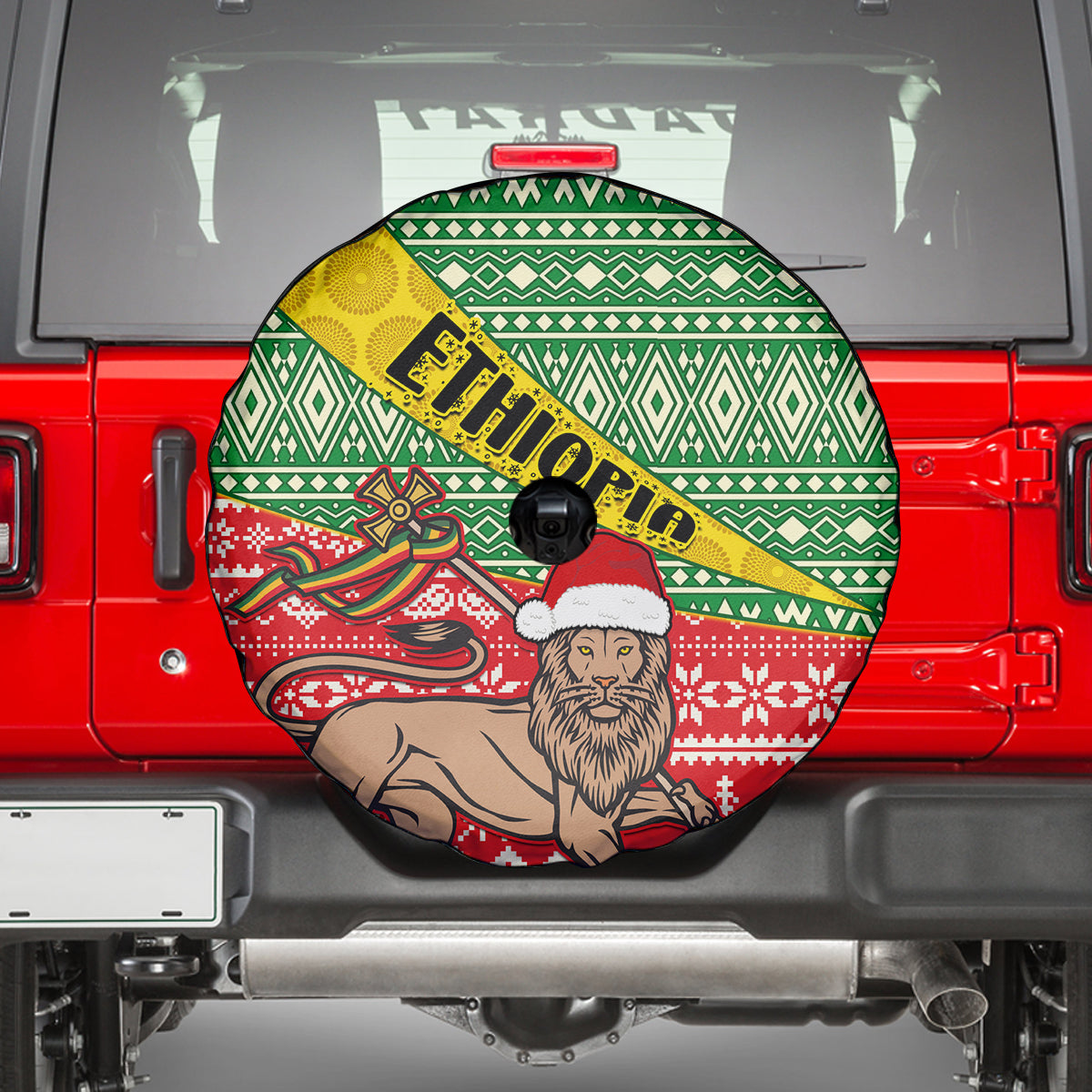 Ethiopia Christmas Spare Tire Cover Melkam Gena African Pattern - Wonder Print Shop