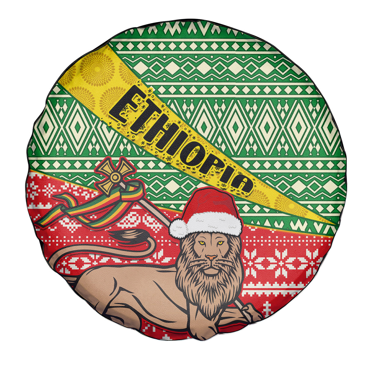 Ethiopia Christmas Spare Tire Cover Melkam Gena African Pattern - Wonder Print Shop