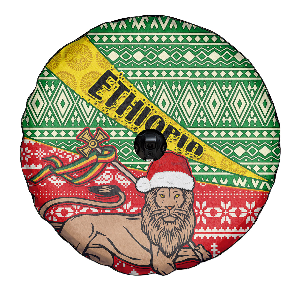 Ethiopia Christmas Spare Tire Cover Melkam Gena African Pattern - Wonder Print Shop