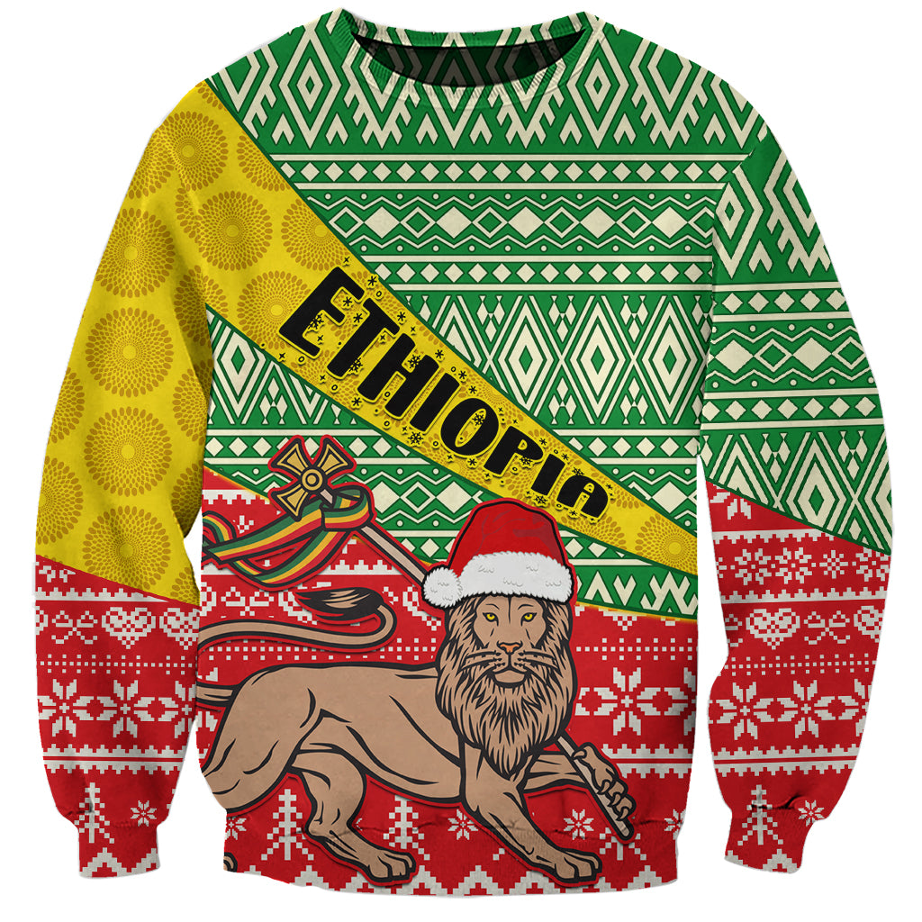 Ethiopia Christmas Sweatshirt Melkam Gena African Pattern - Wonder Print Shop