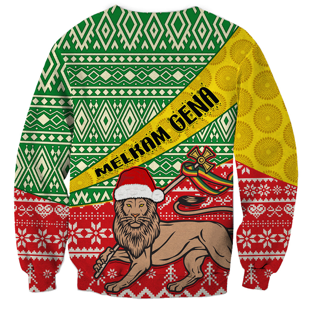 Ethiopia Christmas Sweatshirt Melkam Gena African Pattern - Wonder Print Shop