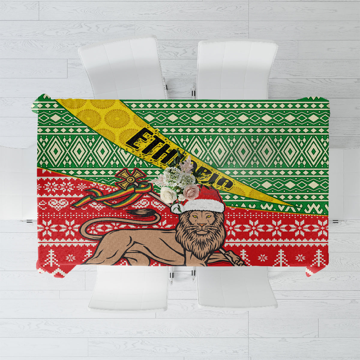 Ethiopia Christmas Tablecloth Melkam Gena African Pattern - Wonder Print Shop