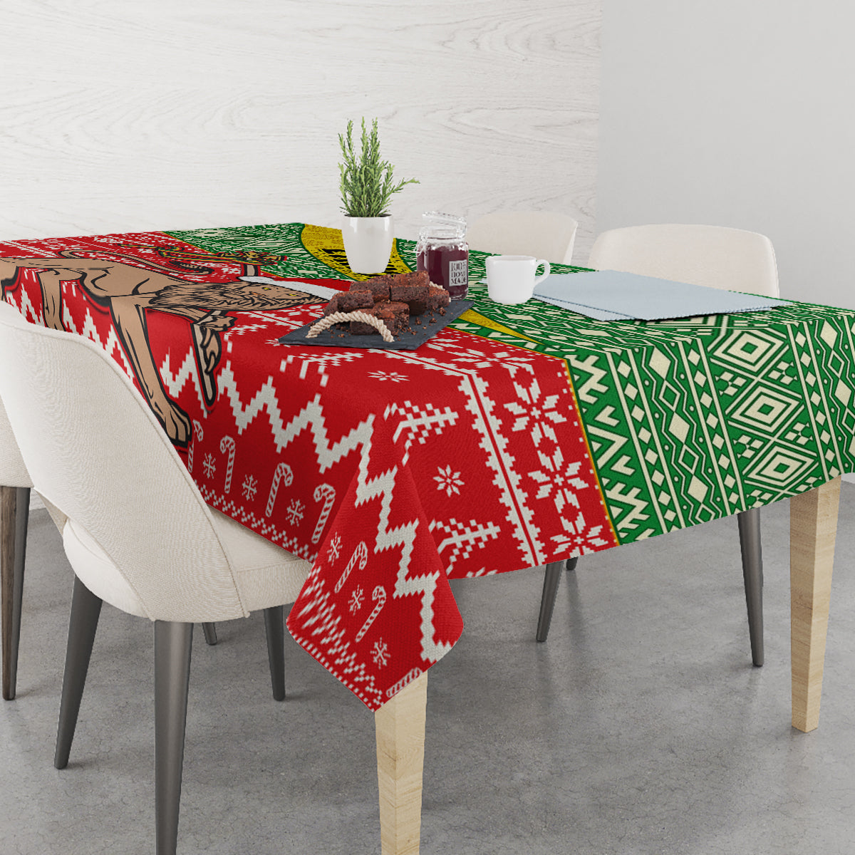 Ethiopia Christmas Tablecloth Melkam Gena African Pattern - Wonder Print Shop