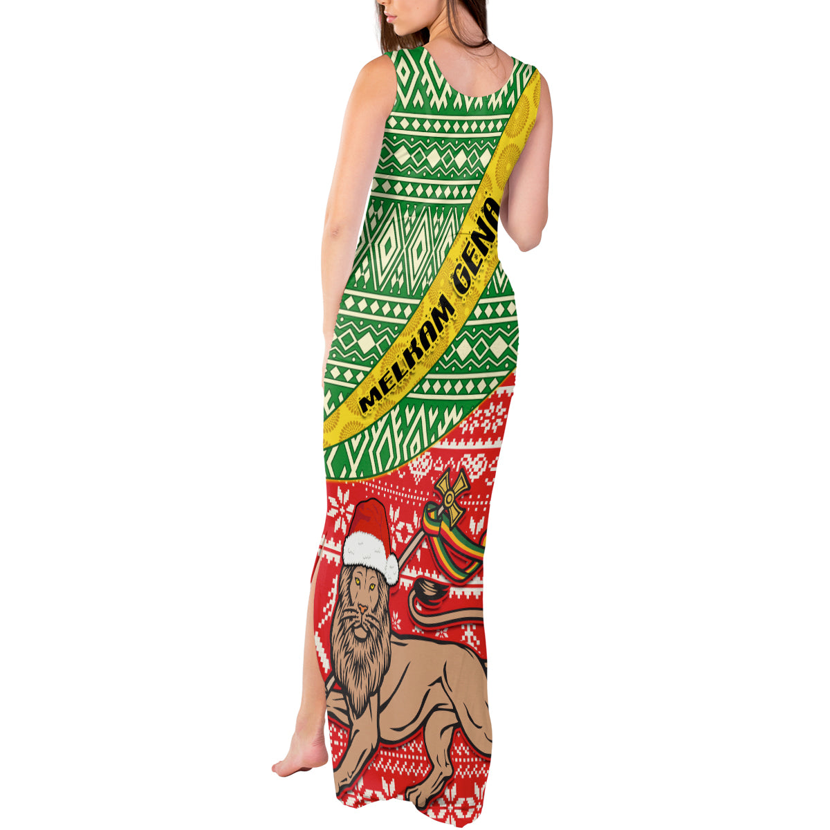 Ethiopia Christmas Tank Maxi Dress Melkam Gena African Pattern - Wonder Print Shop