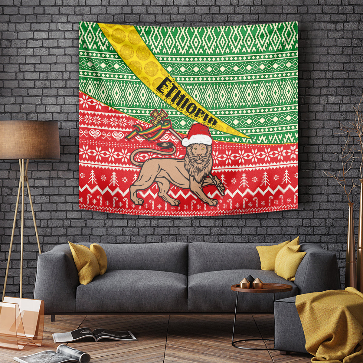 Ethiopia Christmas Tapestry Melkam Gena African Pattern - Wonder Print Shop