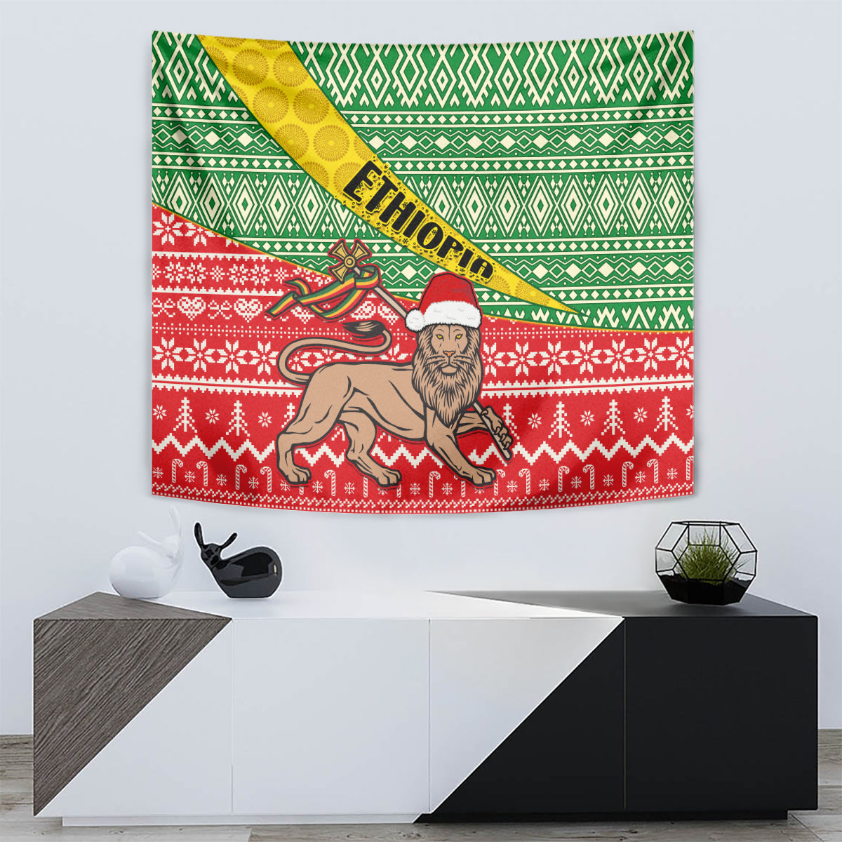 Ethiopia Christmas Tapestry Melkam Gena African Pattern - Wonder Print Shop