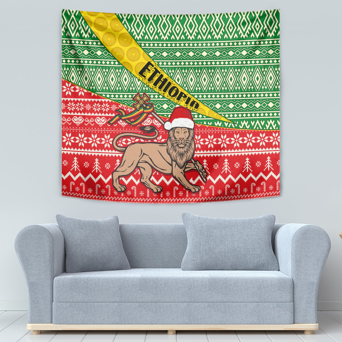 Ethiopia Christmas Tapestry Melkam Gena African Pattern - Wonder Print Shop