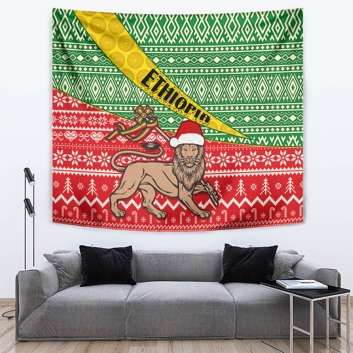 Ethiopia Christmas Tapestry Melkam Gena African Pattern - Wonder Print Shop