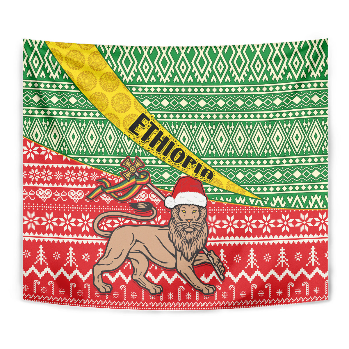 Ethiopia Christmas Tapestry Melkam Gena African Pattern - Wonder Print Shop