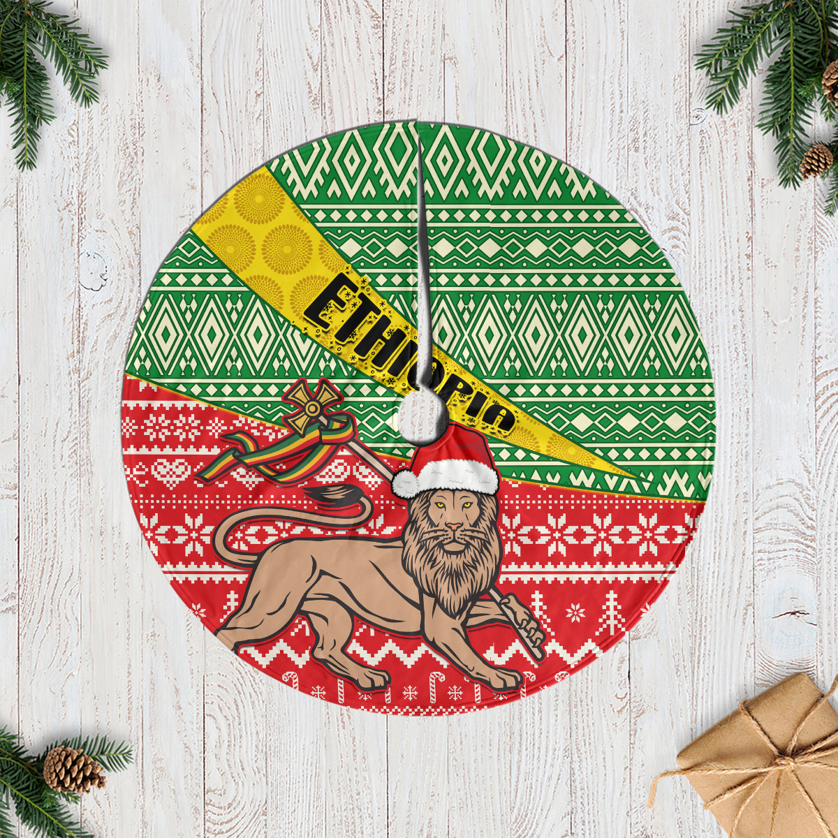 Ethiopia Christmas Tree Skirt Melkam Gena African Pattern - Wonder Print Shop