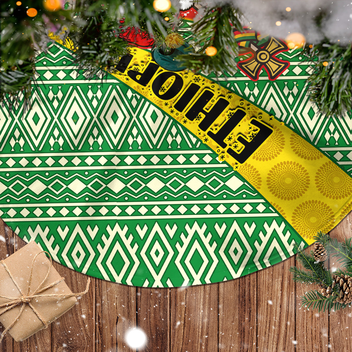 Ethiopia Christmas Tree Skirt Melkam Gena African Pattern - Wonder Print Shop