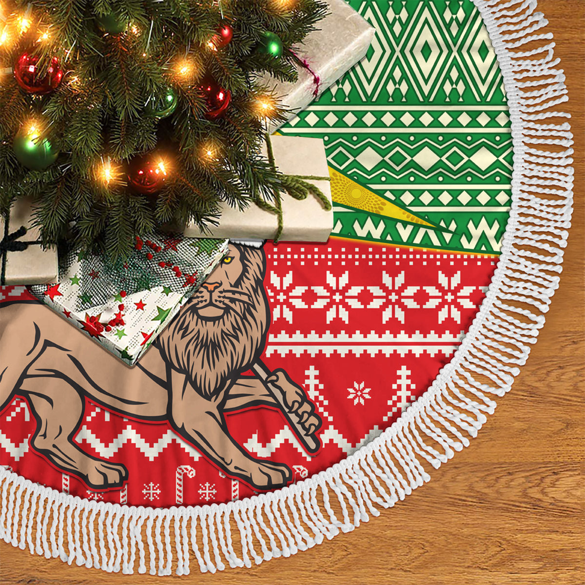 Ethiopia Christmas Tree Skirt Melkam Gena African Pattern - Wonder Print Shop