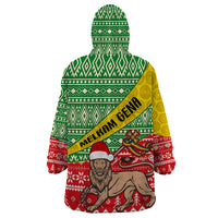Ethiopia Christmas Wearable Blanket Hoodie Melkam Gena African Pattern - Wonder Print Shop