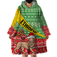 Ethiopia Christmas Wearable Blanket Hoodie Melkam Gena African Pattern - Wonder Print Shop