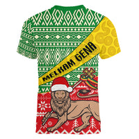 Ethiopia Christmas Women V Neck T Shirt Melkam Gena African Pattern - Wonder Print Shop