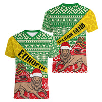 Ethiopia Christmas Women V Neck T Shirt Melkam Gena African Pattern - Wonder Print Shop