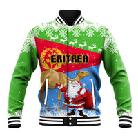 Custom Eritrea Christmas Baseball Jacket Santa Claus With Dromedary Camel - Wonder Print Shop