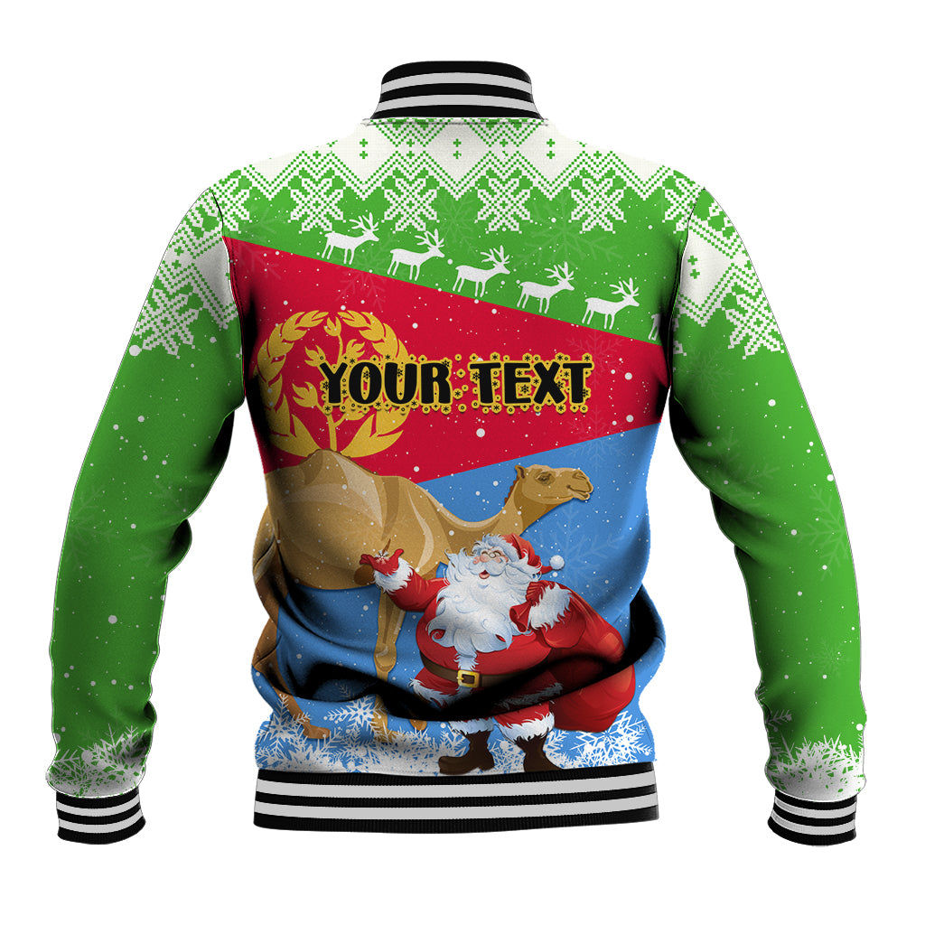 Custom Eritrea Christmas Baseball Jacket Santa Claus With Dromedary Camel - Wonder Print Shop