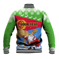 Custom Eritrea Christmas Baseball Jacket Santa Claus With Dromedary Camel - Wonder Print Shop