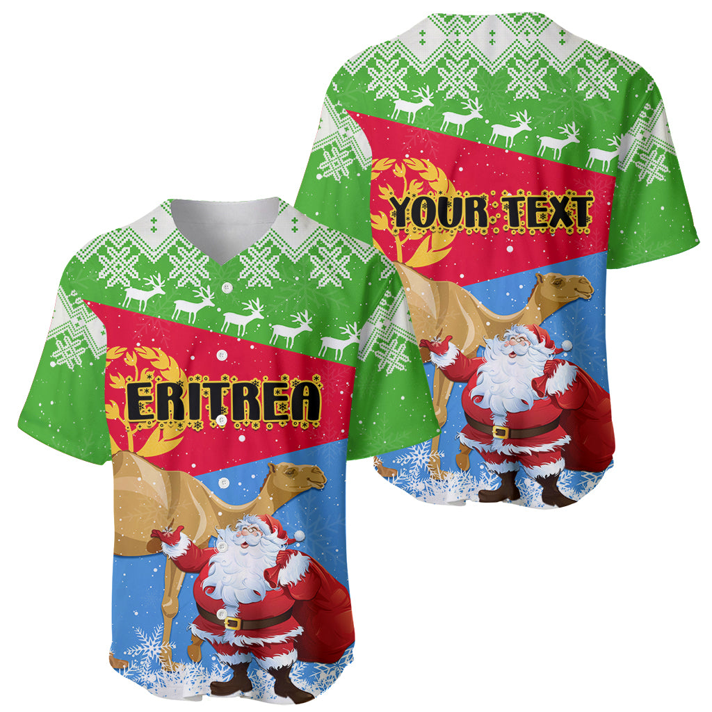 Custom Eritrea Christmas Baseball Jersey Santa Claus With Dromedary Camel - Wonder Print Shop