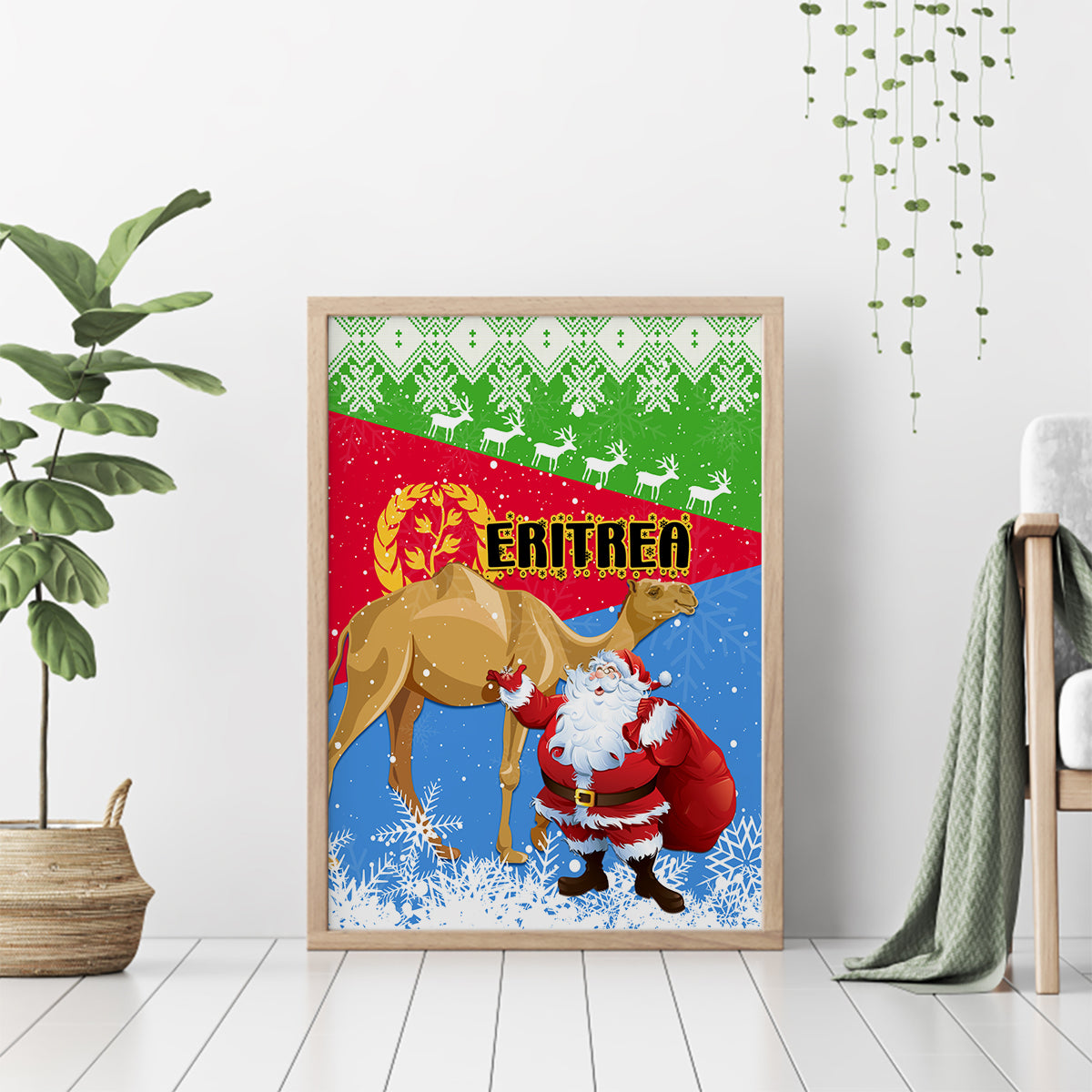 Custom Eritrea Christmas Canvas Wall Art Santa Claus With Dromedary Camel - Wonder Print Shop