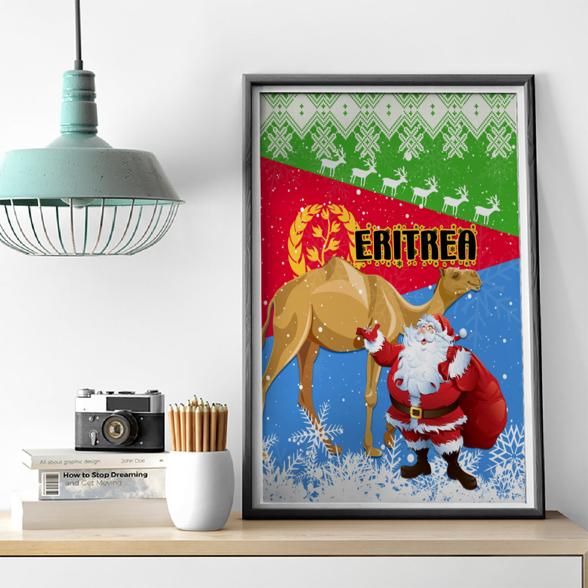 Custom Eritrea Christmas Canvas Wall Art Santa Claus With Dromedary Camel - Wonder Print Shop