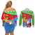 Custom Eritrea Christmas Couples Matching Off Shoulder Short Dress and Long Sleeve Button Shirt Santa Claus With Dromedary Camel - Wonder Print Shop