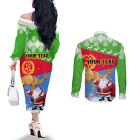 custom-eritrea-christmas-couples-matching-off-the-shoulder-long-sleeve-dress-and-long-sleeve-button-shirt-santa-claus-with-dromedary-camel