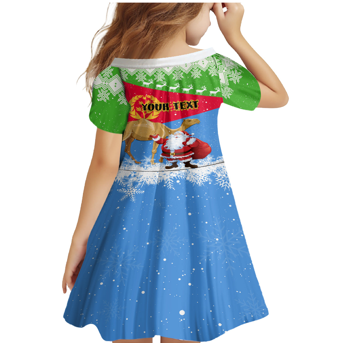 Custom Eritrea Christmas Family Matching Mermaid Dress and Hawaiian Shirt Santa Claus With Dromedary Camel - Wonder Print Shop