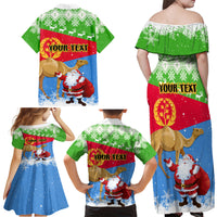 Custom Eritrea Christmas Family Matching Off Shoulder Maxi Dress and Hawaiian Shirt Santa Claus With Dromedary Camel - Wonder Print Shop