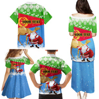 Custom Eritrea Christmas Family Matching Puletasi Dress and Hawaiian Shirt Santa Claus With Dromedary Camel - Wonder Print Shop