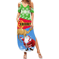 Custom Eritrea Christmas Family Matching Summer Maxi Dress and Hawaiian Shirt Santa Claus With Dromedary Camel - Wonder Print Shop