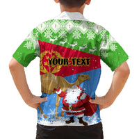 Custom Eritrea Christmas Family Matching Tank Maxi Dress and Hawaiian Shirt Santa Claus With Dromedary Camel - Wonder Print Shop