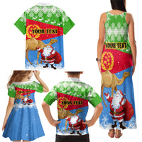 Custom Eritrea Christmas Family Matching Tank Maxi Dress and Hawaiian Shirt Santa Claus With Dromedary Camel - Wonder Print Shop