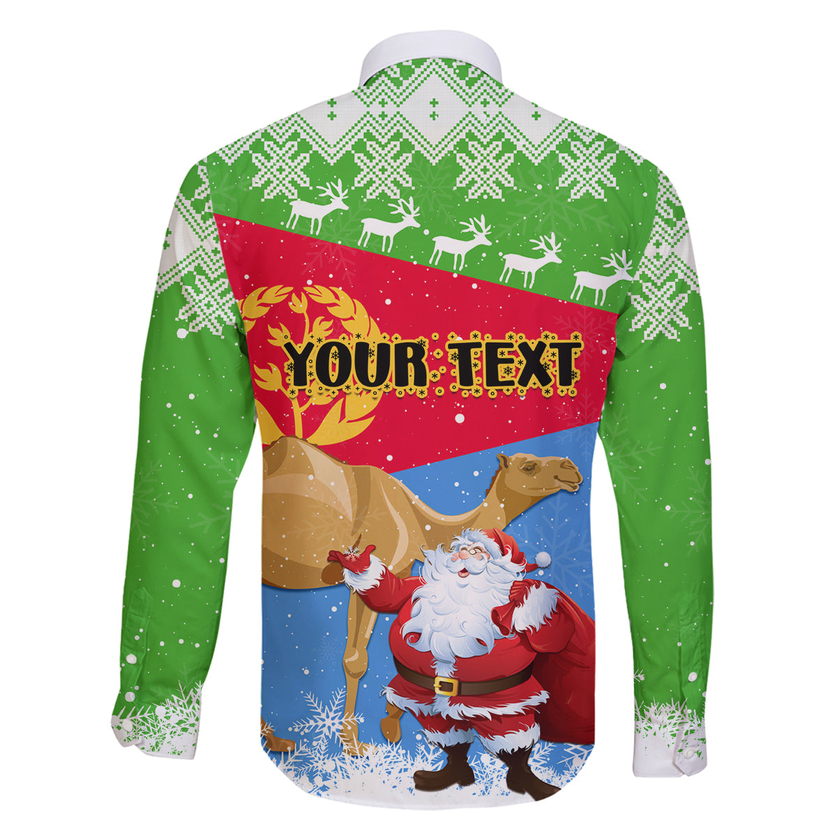 Custom Eritrea Christmas Family Matching Tank Maxi Dress and Hawaiian Shirt Santa Claus With Dromedary Camel - Wonder Print Shop